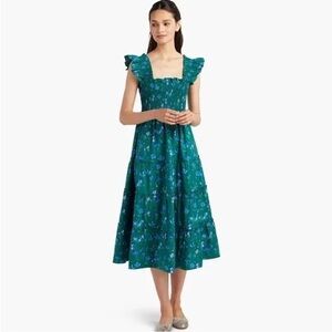 The Ellie Nap Dress - Emerald Botanical Poplin